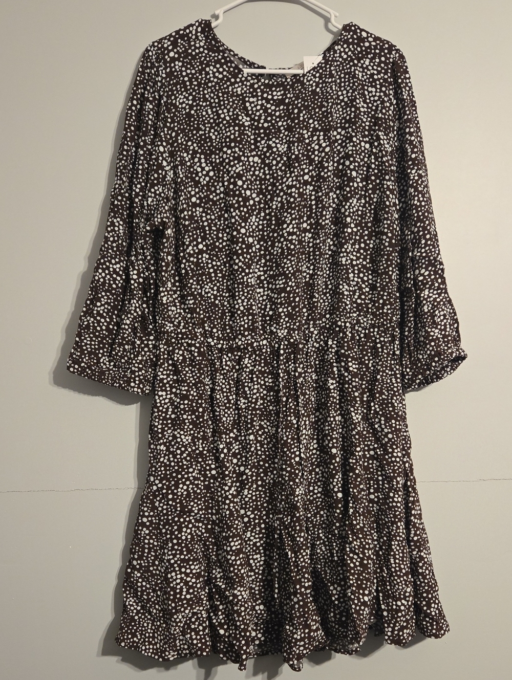 NWT Loft Brown And White Polka Dot Dress With An Open Back, XL